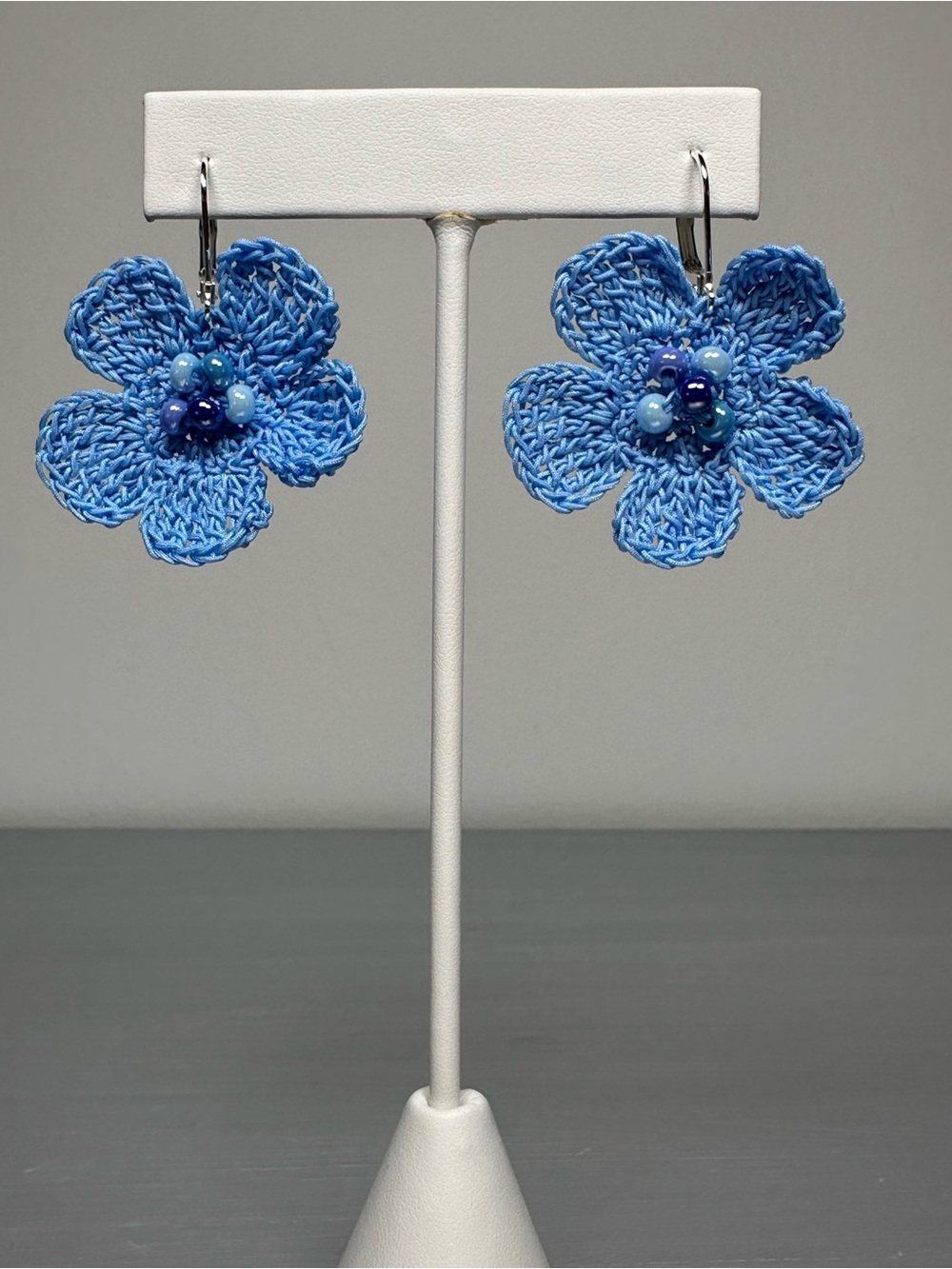 Handmade Crochet Floral Earrings - Picture 1 of 2